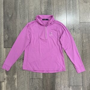 VTG Polo Golf Ralph Lauren Sweater Womens Large Pink 1/4 Zip Longsleeve Preppy